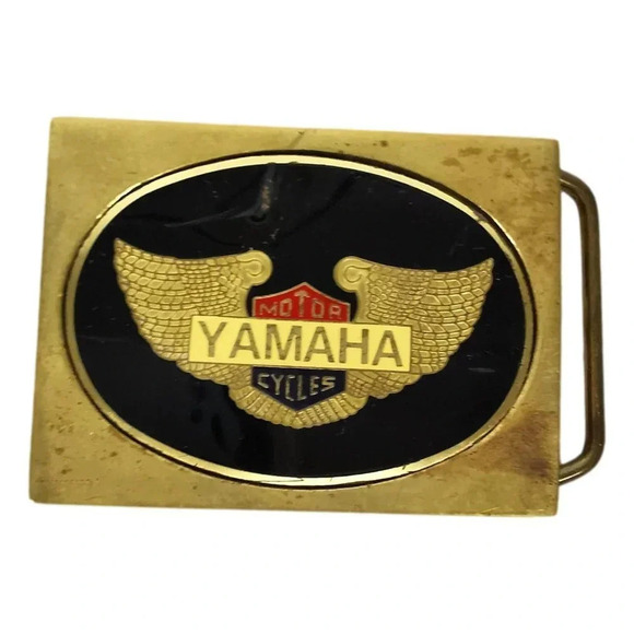 Vintage Yamaha Motor Cycles Solid Brass Mens Belt Buckle Motorcycle - Picture 1 of 3